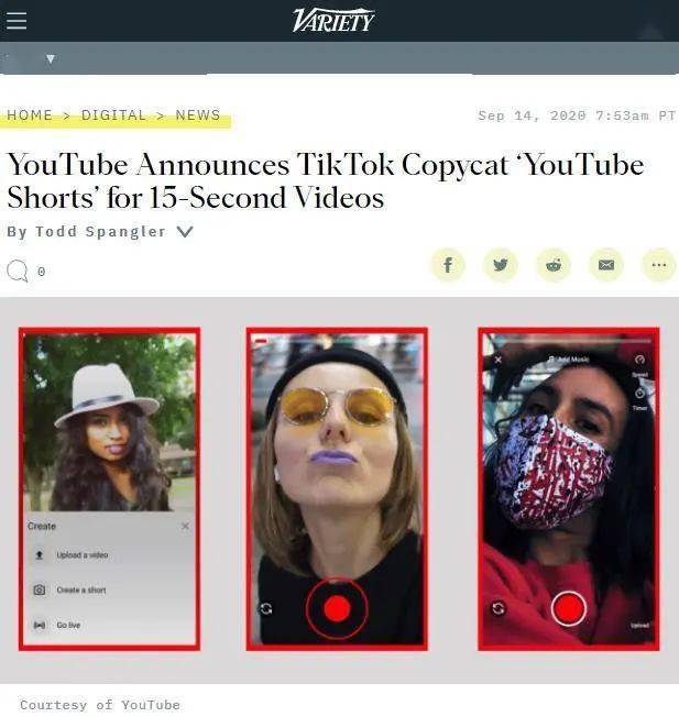 youtube推出短视频平台,外媒:也太像tiktok了,山寨的