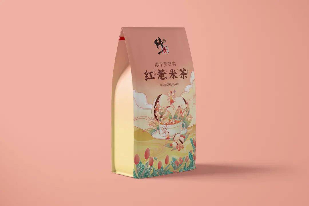 国潮风|包装 | 国潮风薏米茶包装设计,太温柔了吧!