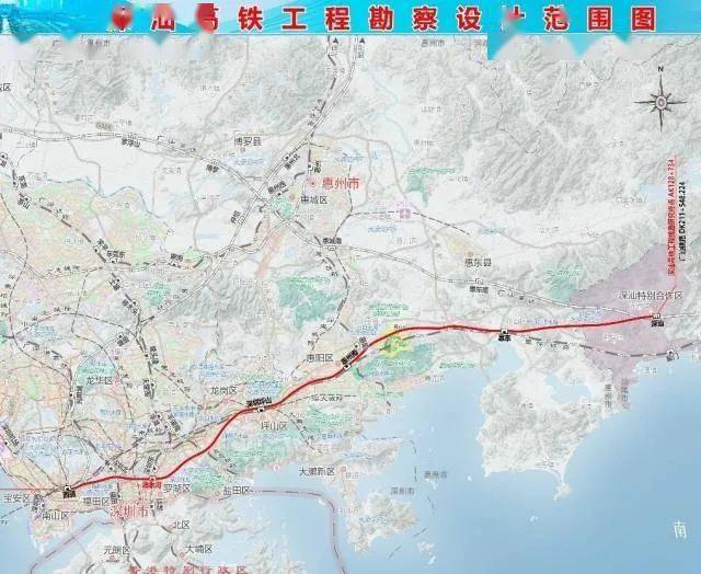据了解,深汕高铁在惠州境内的线路走向与厦深高铁基本一致,在惠州所