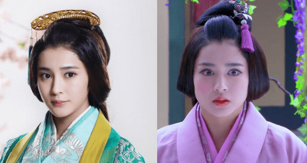 2014年,和景甜合作的《班淑传奇》里,李心艾在剧中的长相已经是右边