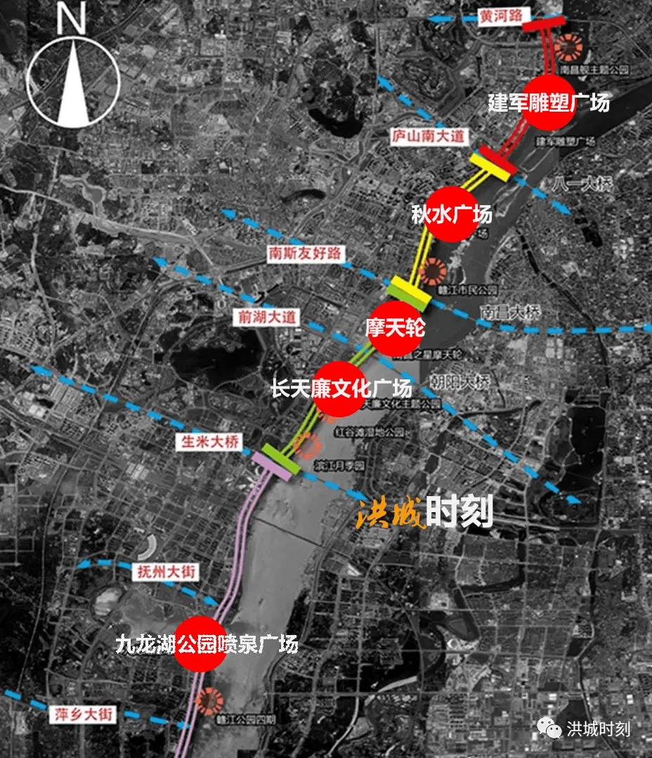 赣江西岸沿线形成五大节点广场!秋水广场,摩天轮南侧将提升改造