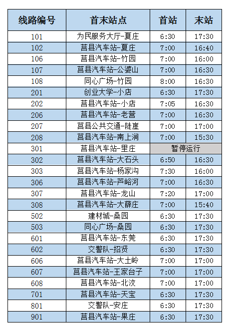 10月1日起,莒县城乡公交执行冬季运行时刻表!