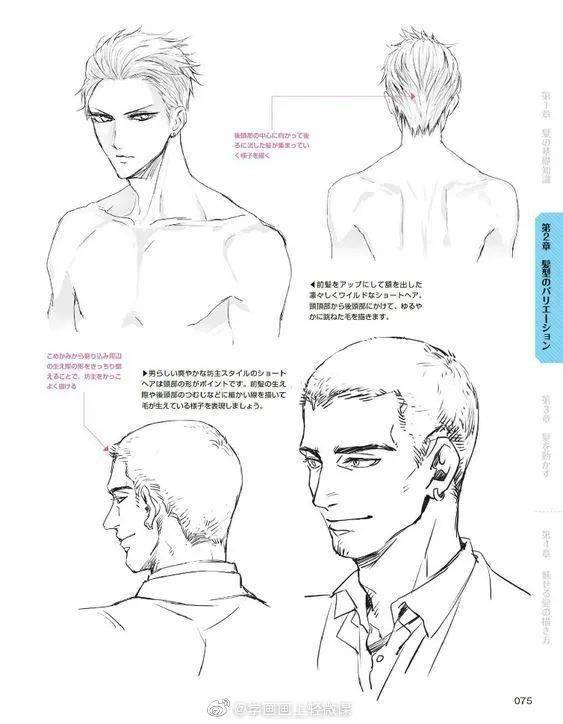 【绘画素材】分享一组男生发型参考