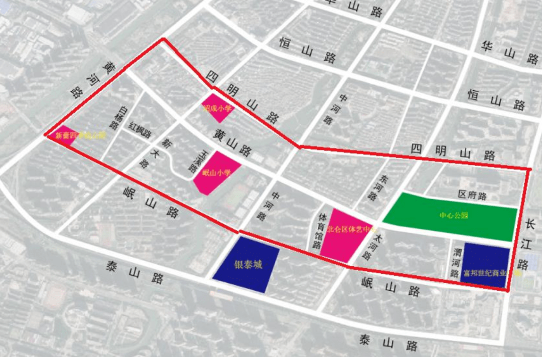 首期试点范围:北至四明山路,南至岷山路,西至黄山路,东至长江路区域