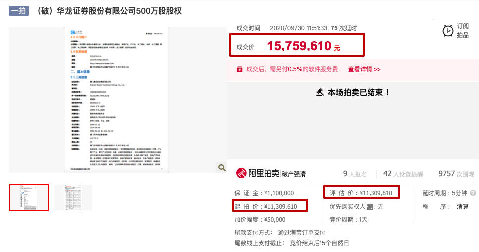 成交|券商股权溢价四成被抢购，折价起拍、高价成交因何屡现