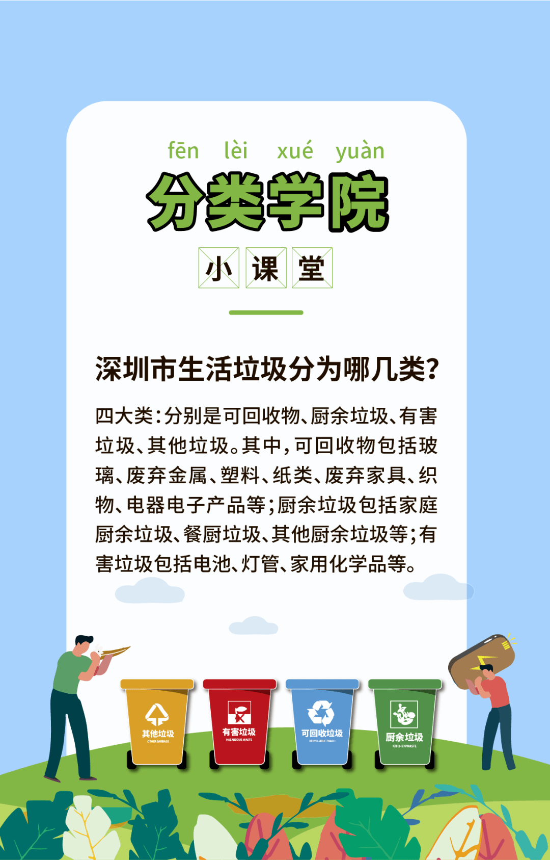 福田垃圾分类小课堂开课啦!教你如何正确扔垃圾!