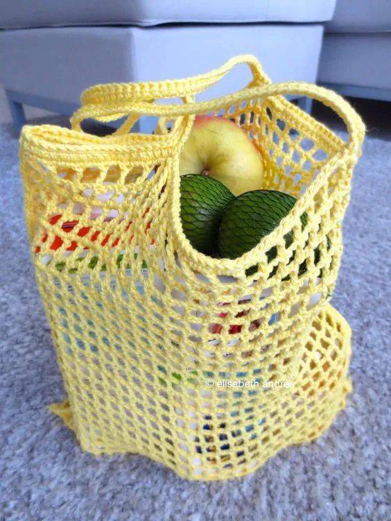 毛线|用剩余的毛线钩了几个购物网袋，出门真是好用极了！