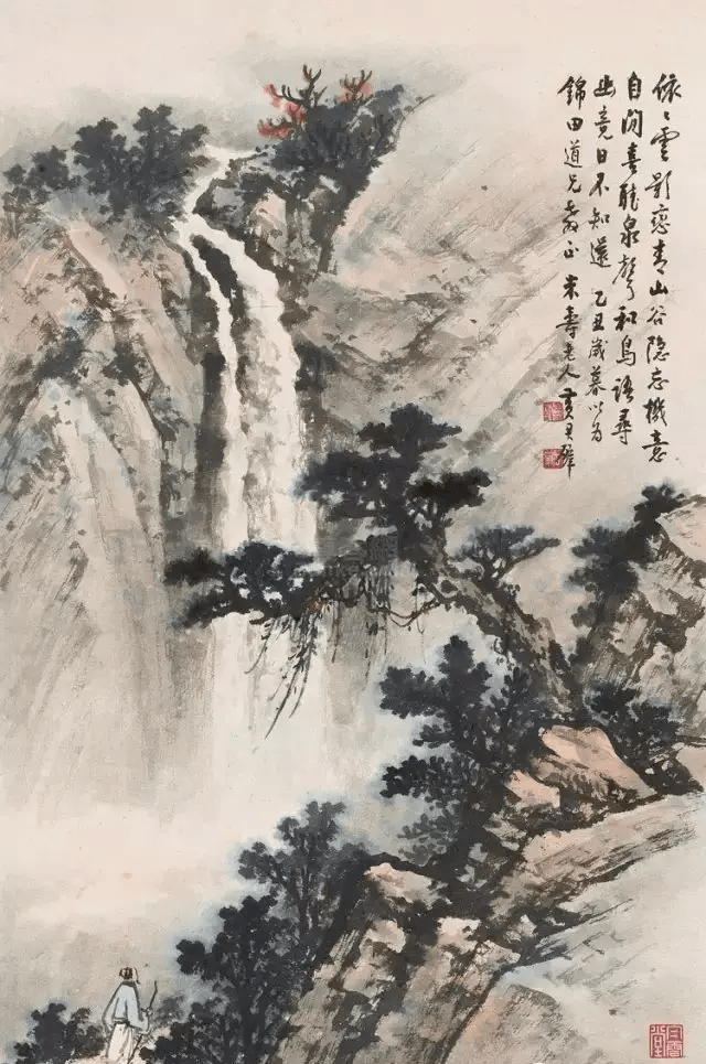 国画——名家笔下的瀑布_搜狐网