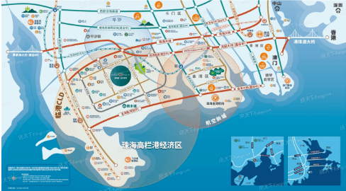 从高栏港高速,鹤港高速,金海路(金海大桥西延长线),珠海大道,南港路