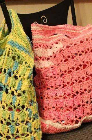 毛线|用剩余的毛线钩了几个购物网袋，出门真是好用极了！