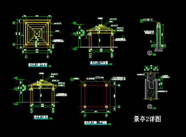 cad图纸公园景观施工图设计种植总平面图种植大样图道路大样图坐凳