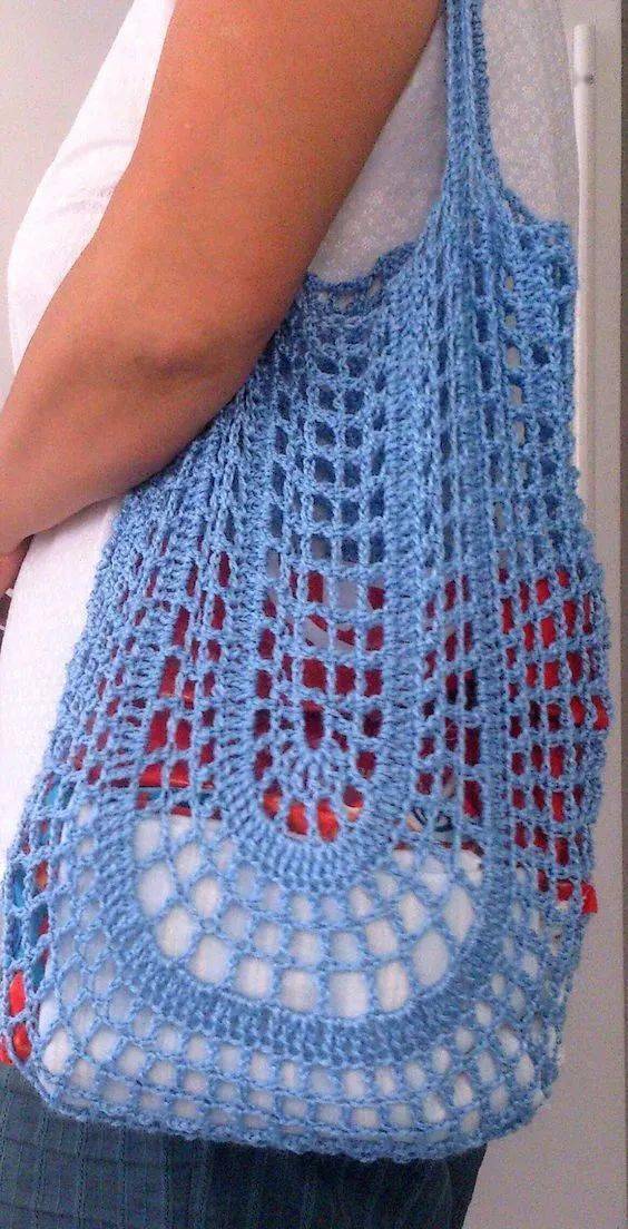 毛线|用剩余的毛线钩了几个购物网袋，出门真是好用极了！