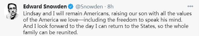 斯诺登宣布决定申请俄罗斯公民身份，原因公开