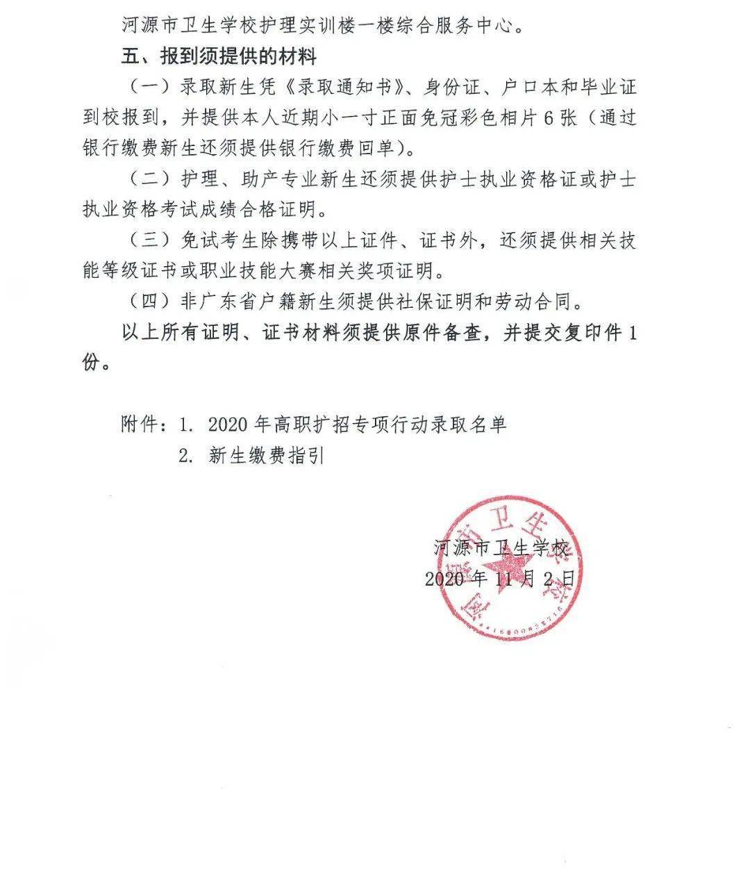 河源卫校2020年高职扩招录取名单公布啦!