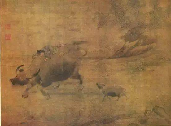 戴嵩 乳牛图戴嵩 牧牛图《斗牛图》纵44厘米,横40.
