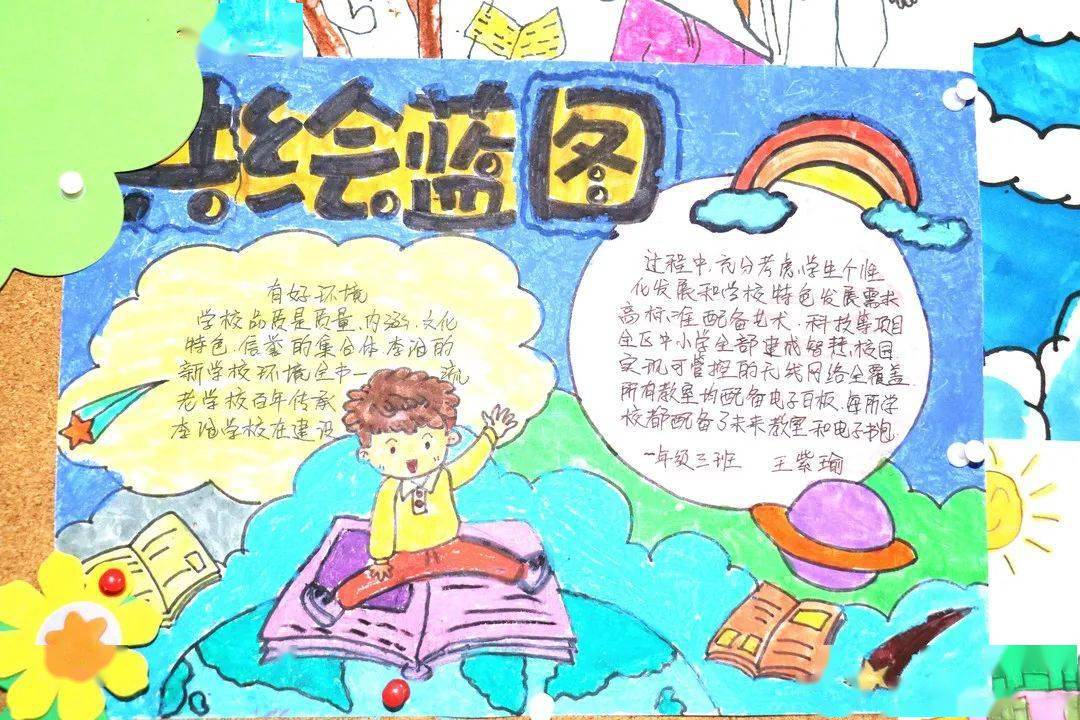 宣传画册,孩子们描绘了心中的教育蓝图,通过绘制手抄报,宣传画,剪纸