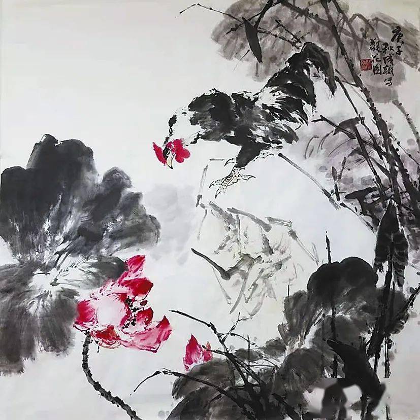 one·画作|墨趣盈然《观花图》_林成翰