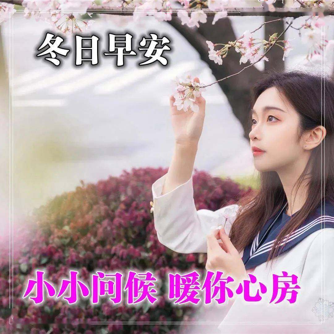 8张最新创意好看的冬天美女早上好问候祝福图片 唯美冬天早安问候祝福