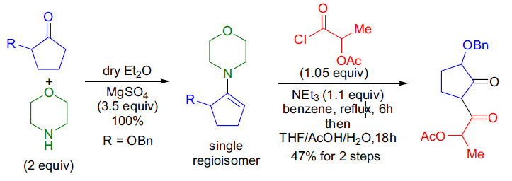 stork烯胺合成反应醛酮中性条件下α烷基化的方法