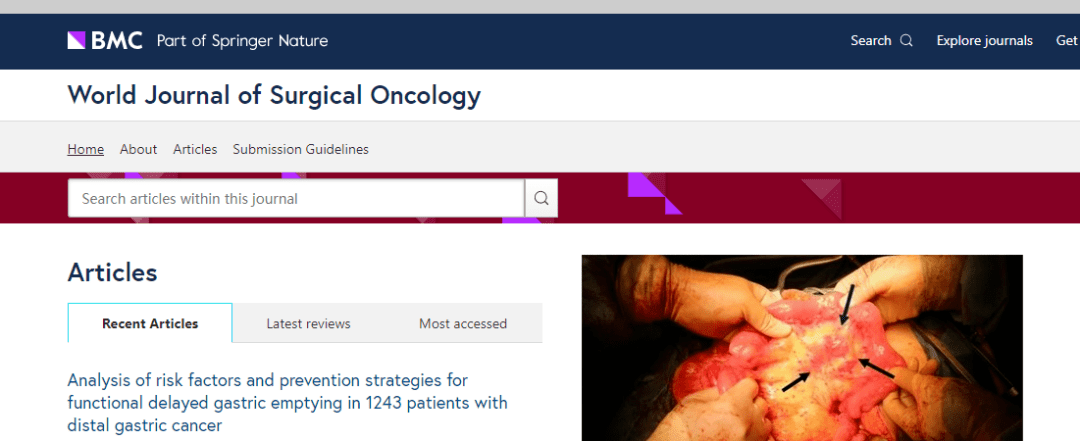 World Journal of Surgical Oncology”（世界外科肿瘤学杂志）投稿命中 