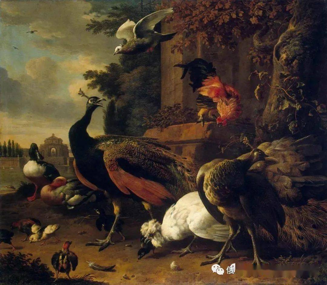 荷兰动物画家melchior·d"hondecoeter鸟类油画欣赏