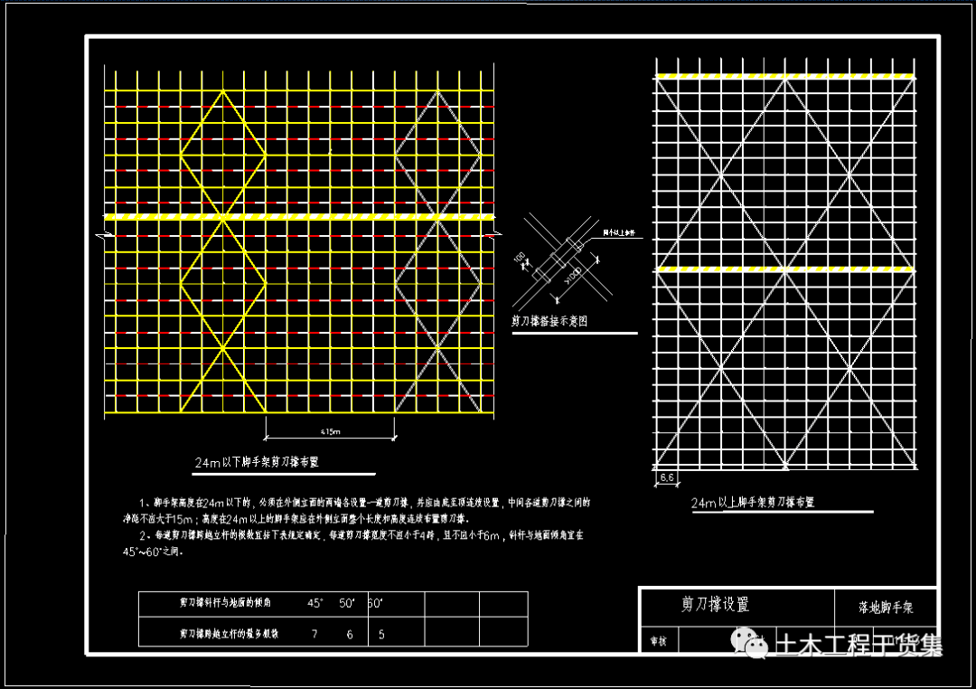工地脚手架全套cad标准施工图丨落地式脚手架悬挑式脚手架爬架cad版可