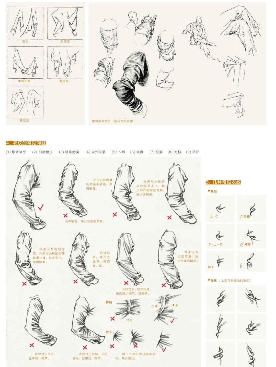 干货速写的衣褶千变万化其中却有规律可循