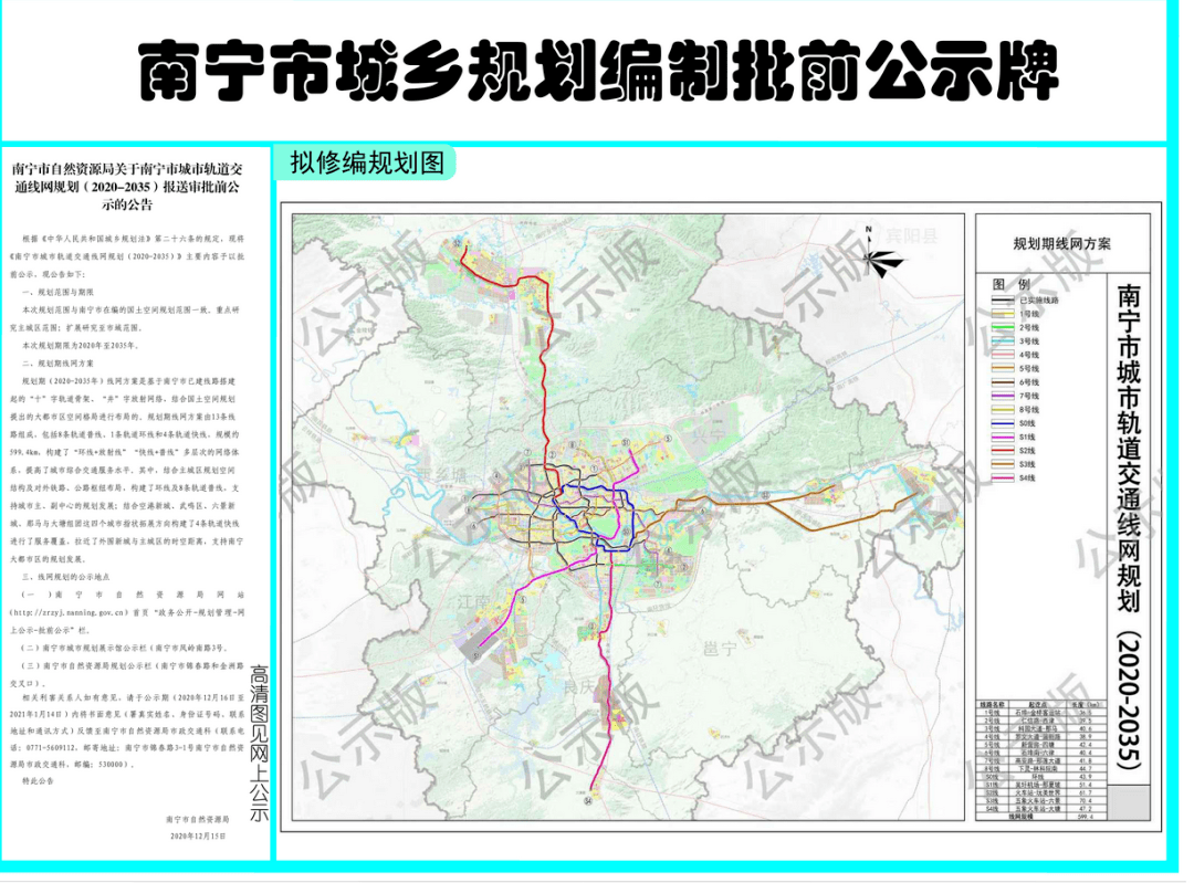 南宁新一轮轨道交通线网规划增至13条线路:8条轨道普线,1条轨道环线和