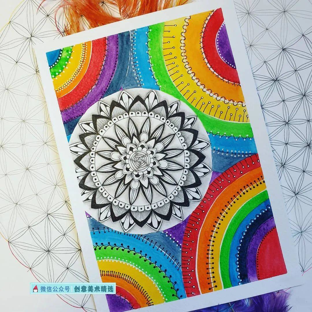 线描与水彩融合的表现力——16张律动的色彩纹样