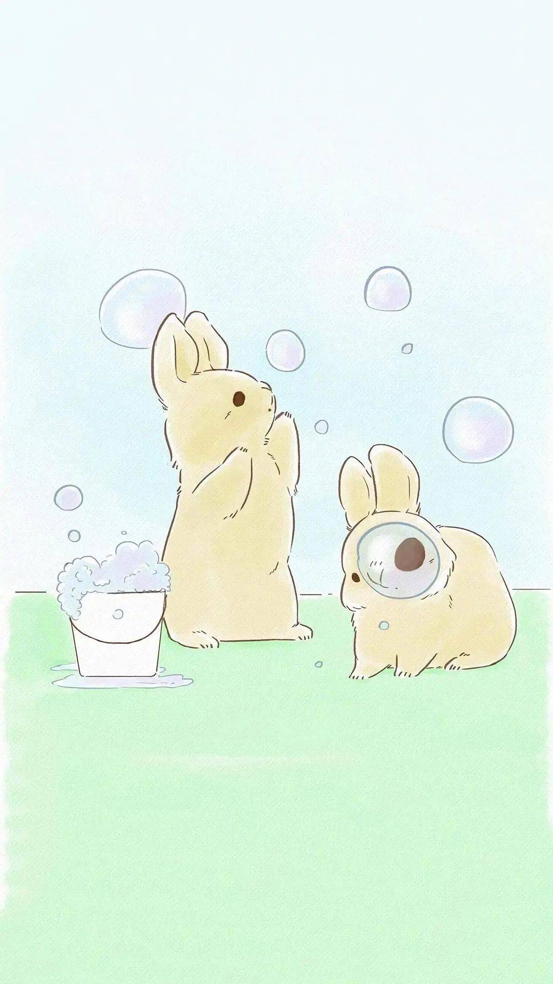 动漫壁纸：超可爱萌系卡通手机壁纸，毛茸茸的小兔子喜欢吗？|小兔子|壁纸|卡通_新浪新闻