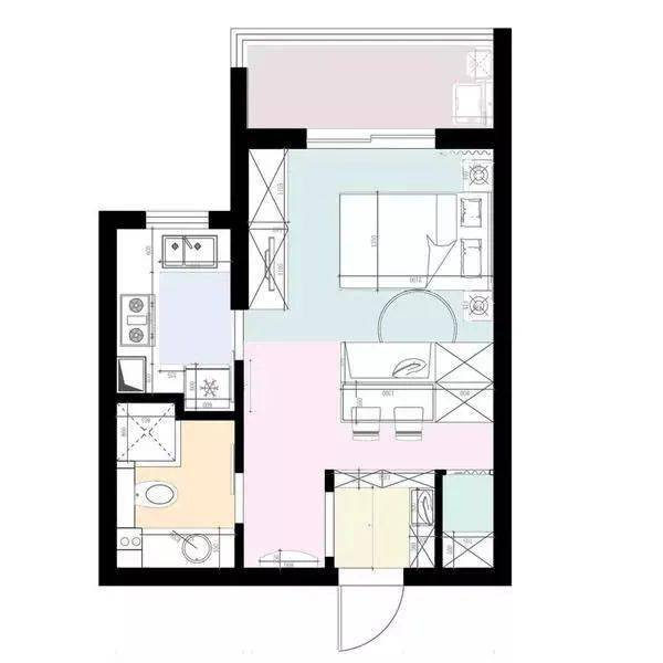 30平米小户型公寓,巴掌大的地方,卧室,厨房,卫生间啥都有