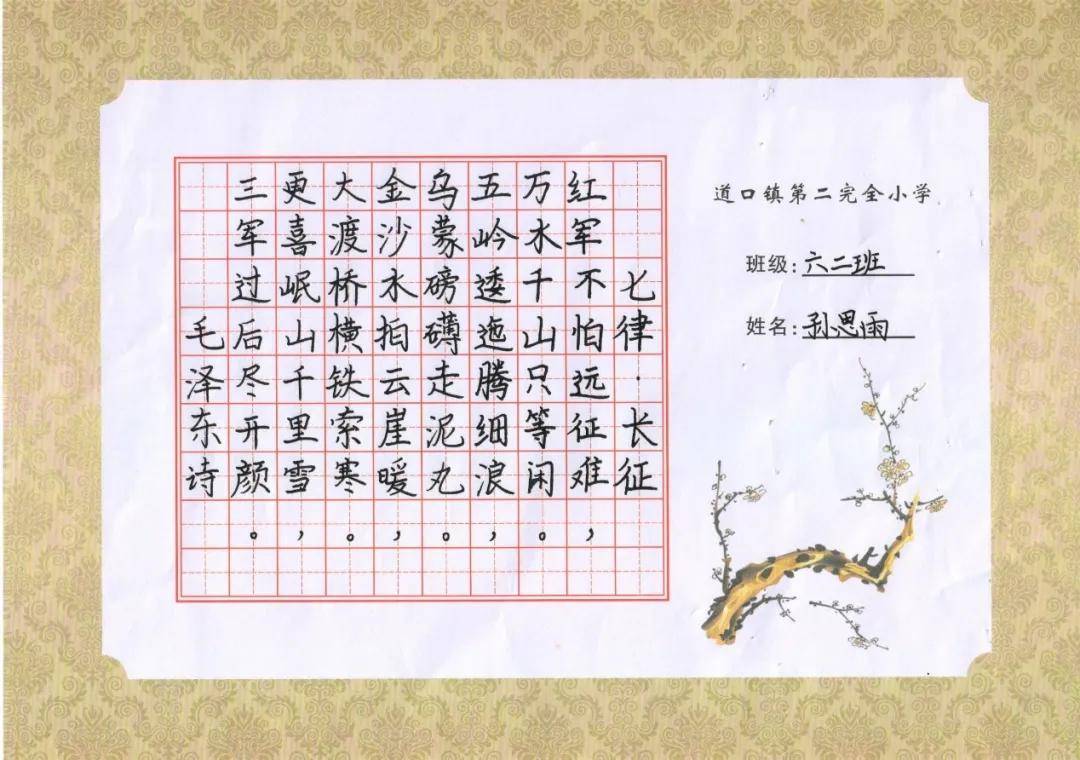 安阳市滑县道口镇第二完全小学举行迎元旦学生硬笔书法作品展