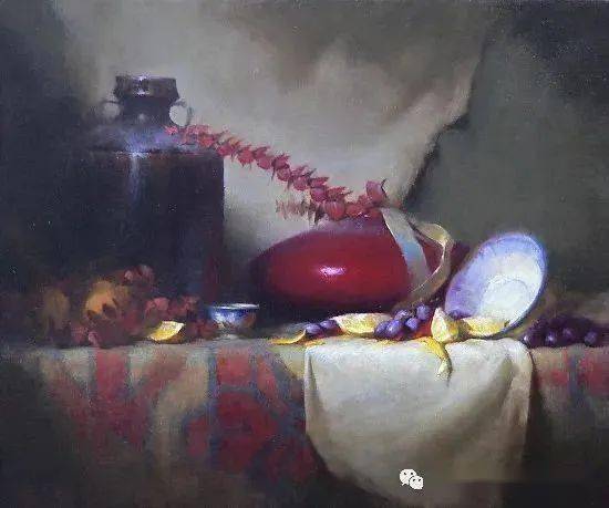 美国画家大卫·里德尔的静物油画作品有节奏的色彩，扎实的构图功底！_搜狐网