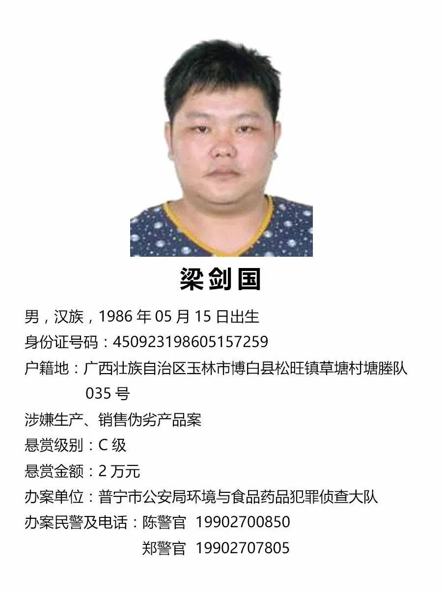 注意关于公开征集杨锡钦等人违法犯罪线索的通告