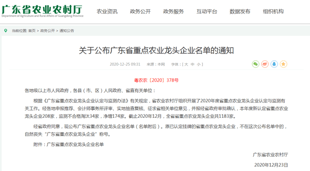 “太阳成tyc7111cc”
汕头30家企业获评“广东省重点农业龙头企业”!(图1)