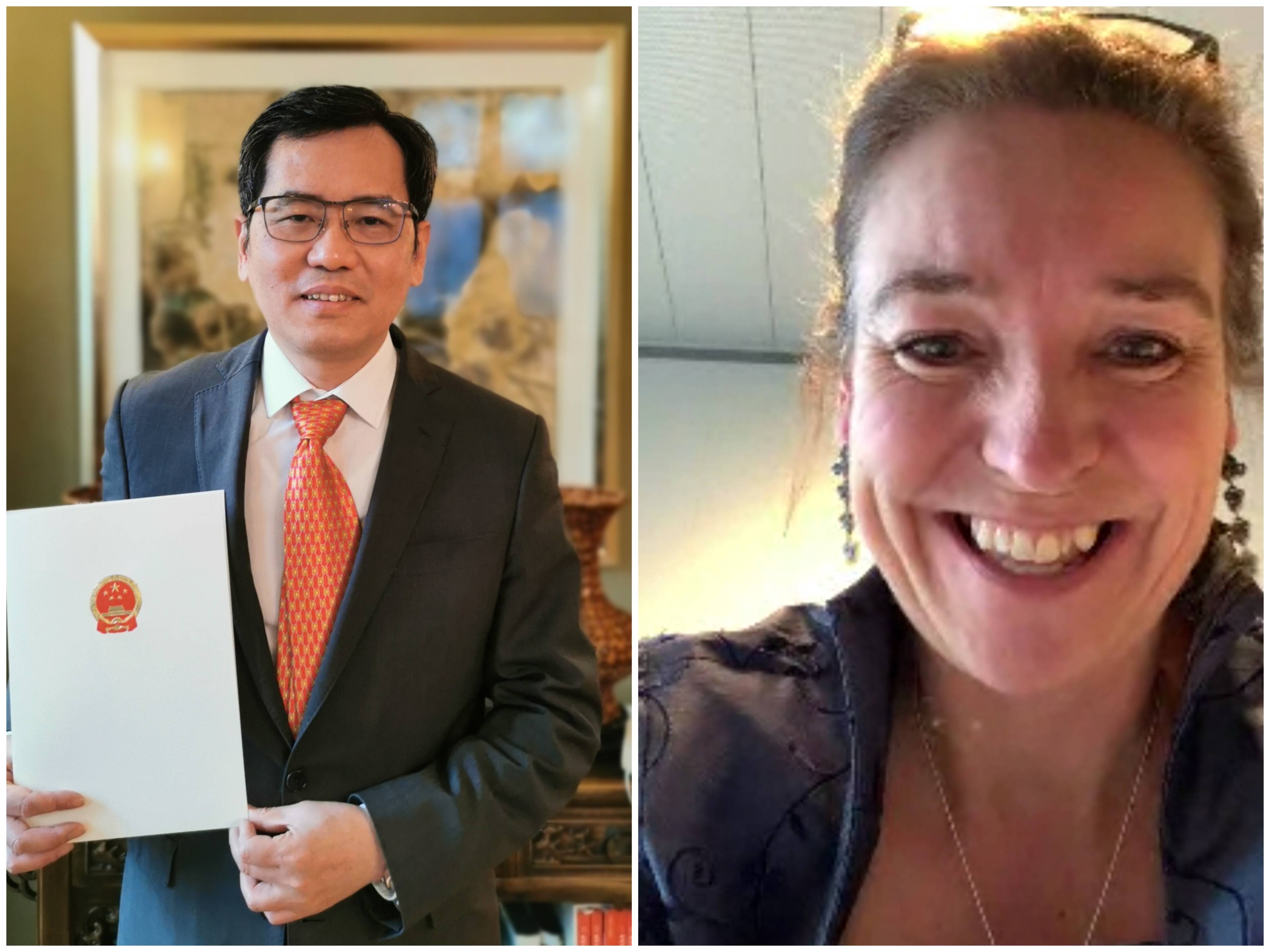 谈践履新中国驻荷兰大使以线上方式递交国书副本