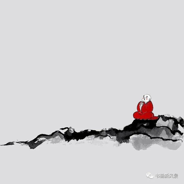 一组极简泼墨禅画