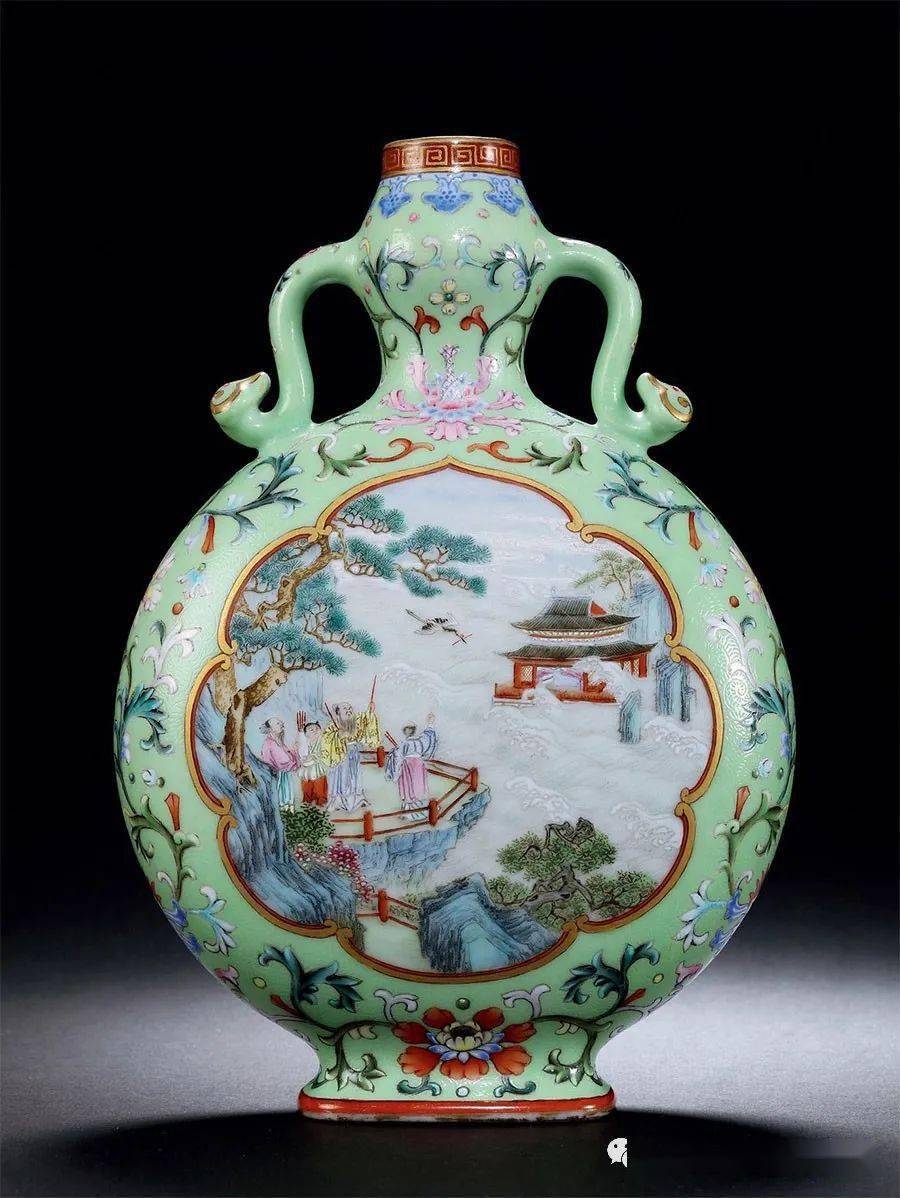 ★古寶堂★蒐集【0223-10】『清時代・雍正琺瑯彩松鶴延年天球瓶』中国古董品　賞物 置物擺件 38×25cm