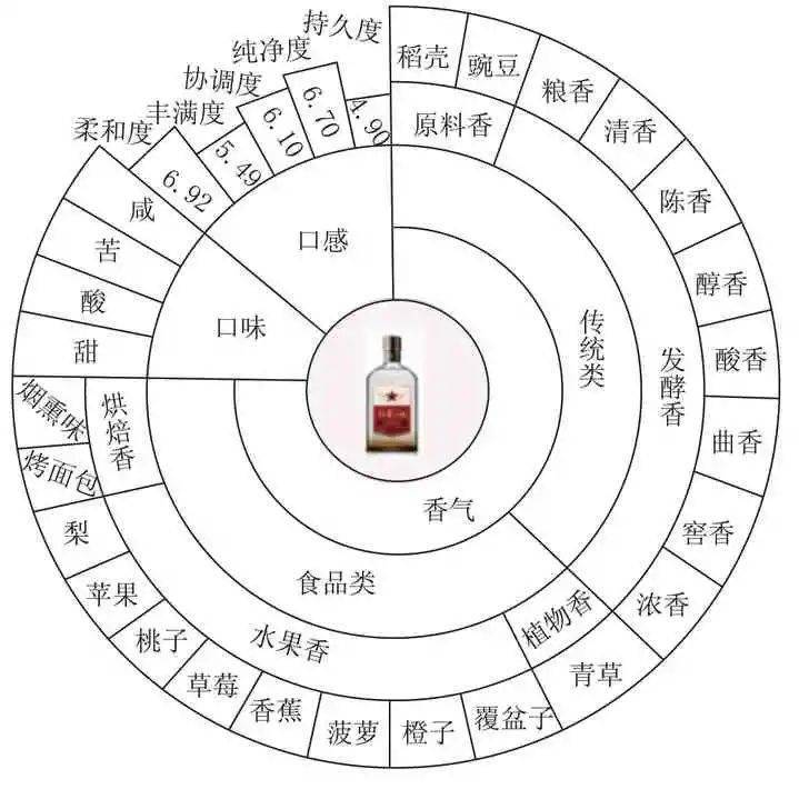 参考国外葡萄酒,威士忌,啤酒等较为成熟的酒类风味轮构建方法,绘制出