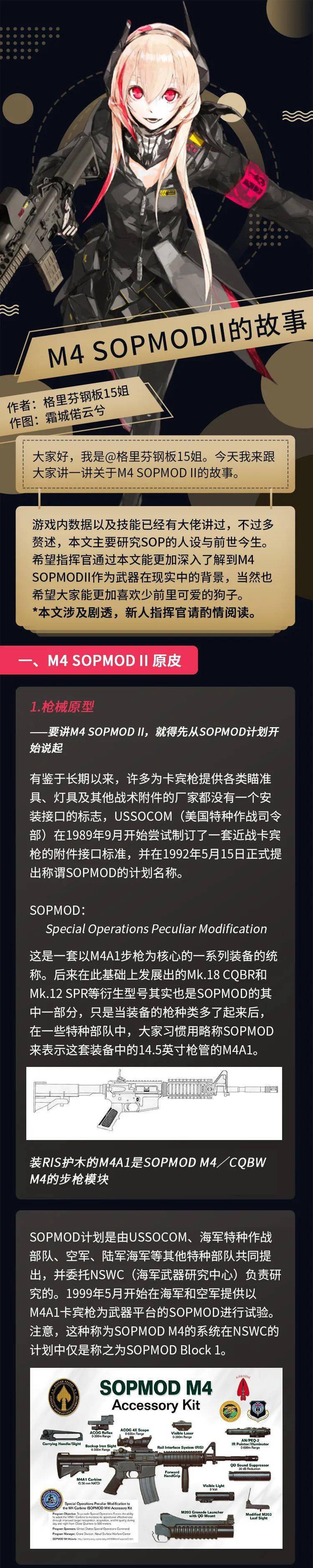 中的人设的文章这是一篇讲述m4 sopmodii所持武器历史原型《少前百科