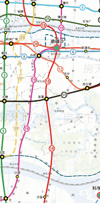 收藏海珠区轨道交通规划高清图2城际16地铁环岛有轨
