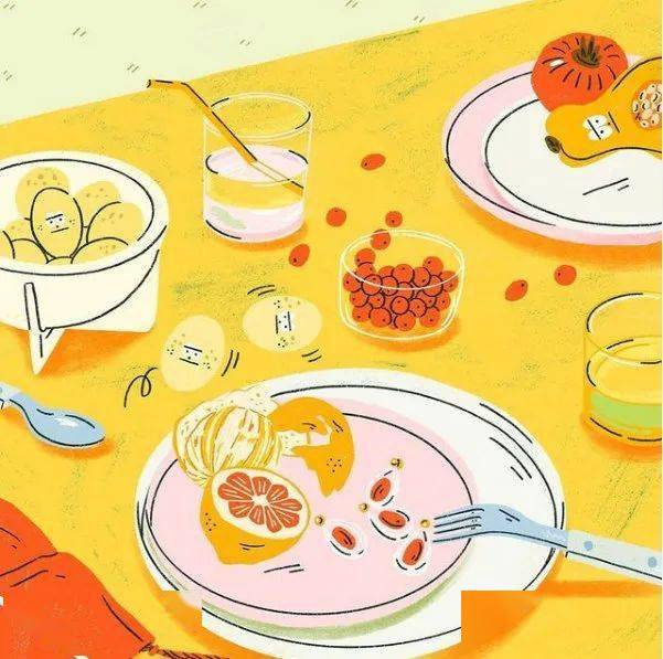 插画这组美食主题插画设计有着鲜艳明快的色彩