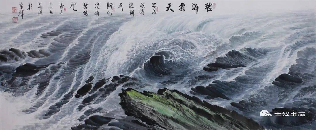 国画大师周金阊大千画派第三代传人海纳百川系列作品