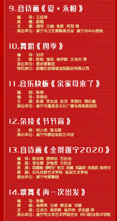 2021年遂宁市春节联欢晚会圆梦小康幸福年节目单来啦