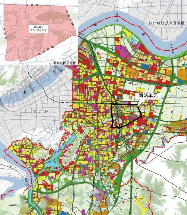 规划用地涉及新塘街道,新街街道,北干街道,城厢街道,总面积为  8.