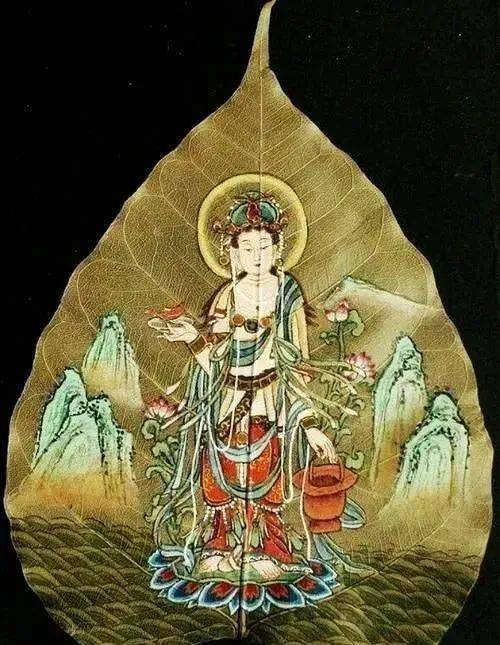 菩提叶上的菩萨圣像