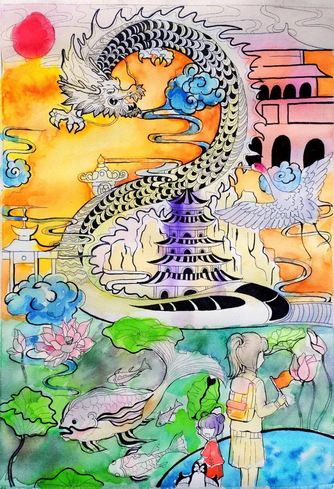 高中组 第三届全国少儿水彩粉画展获奖作品
