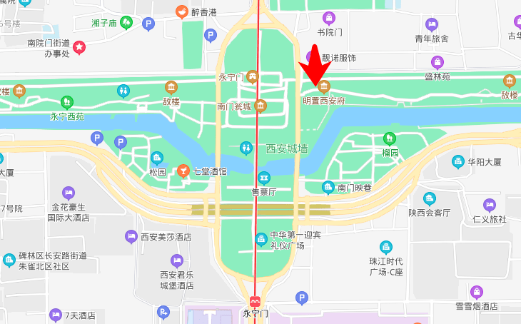 箭头指向处即为西安城墙·三意社小剧场售票处
