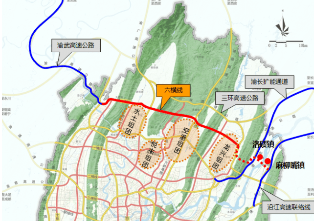 六横线项目位于两江新区龙盛片区,作为重庆市贯穿两江新区东西向的