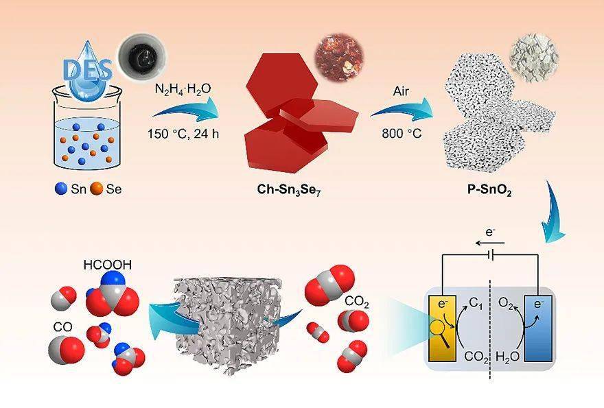 能源有机导向的硒化锡晶体转化为纳米多孔二氧化锡电催化剂